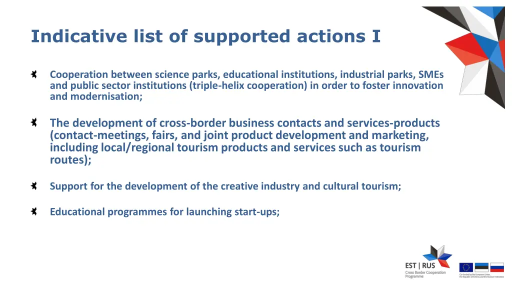 indicative list of supported actions i