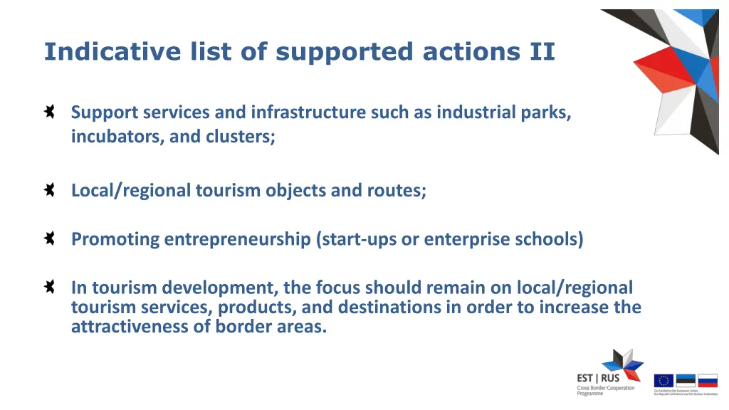 indicative list of supported actions ii