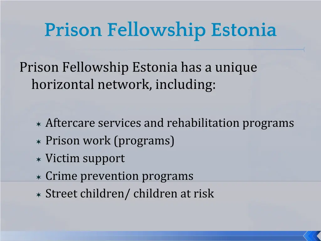 prison fellowship estonia