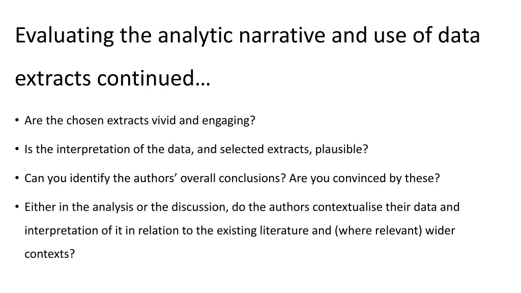 evaluating the analytic narrative and use of data 1