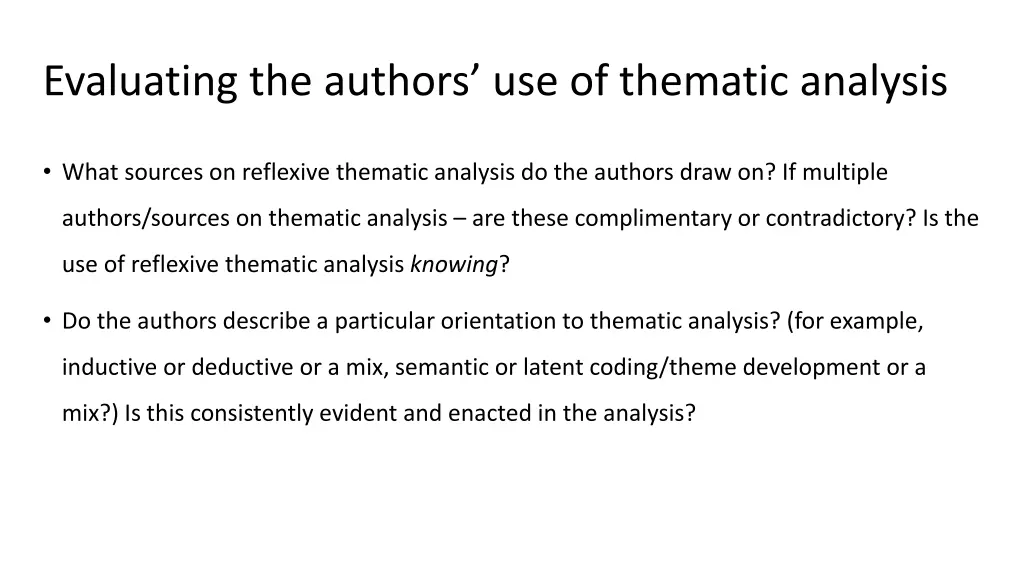evaluating the authors use of thematic analysis