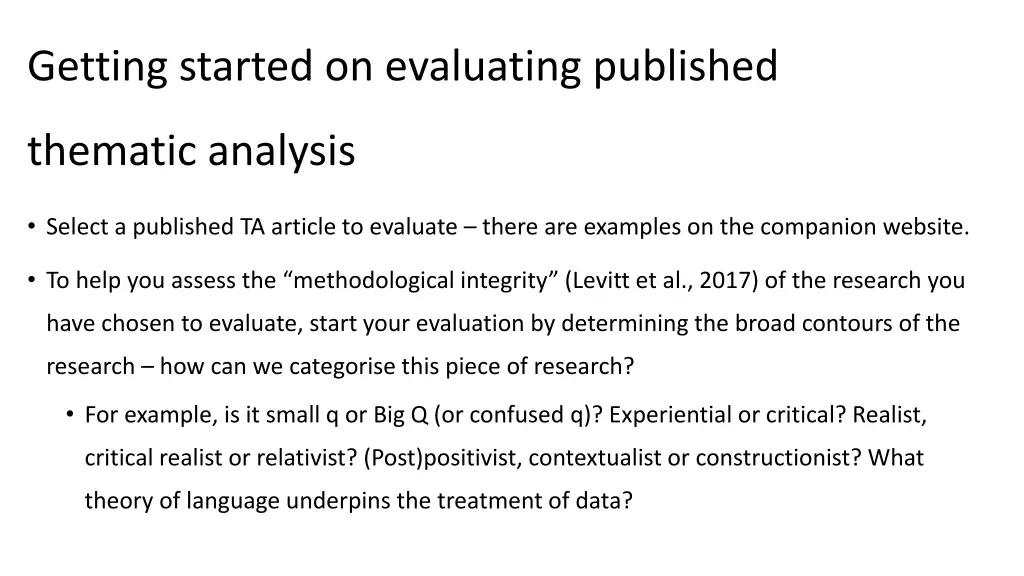 getting started on evaluating published