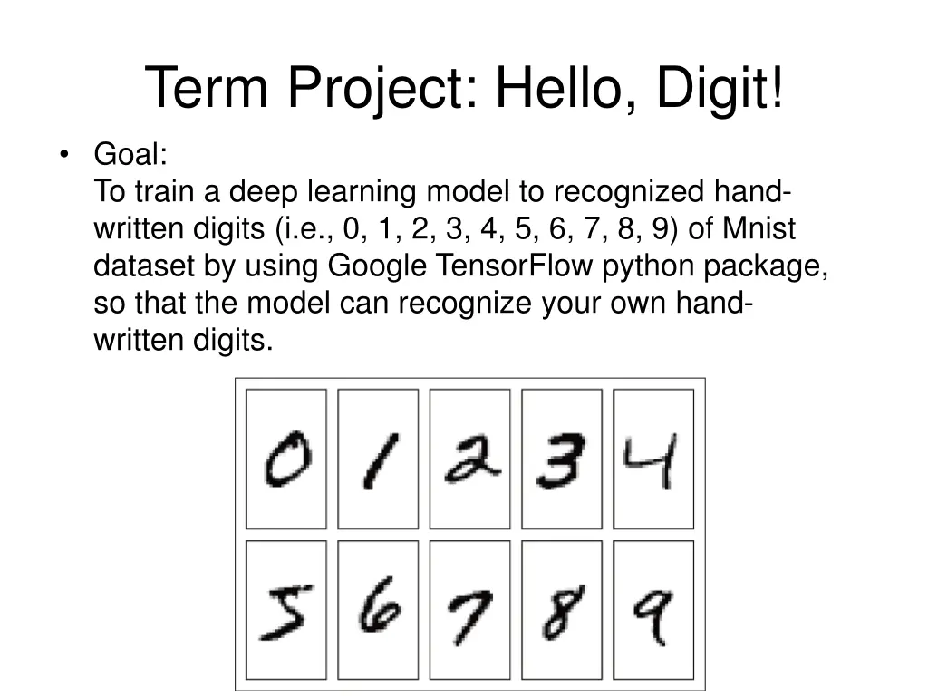 term project hello digit goal to train a deep