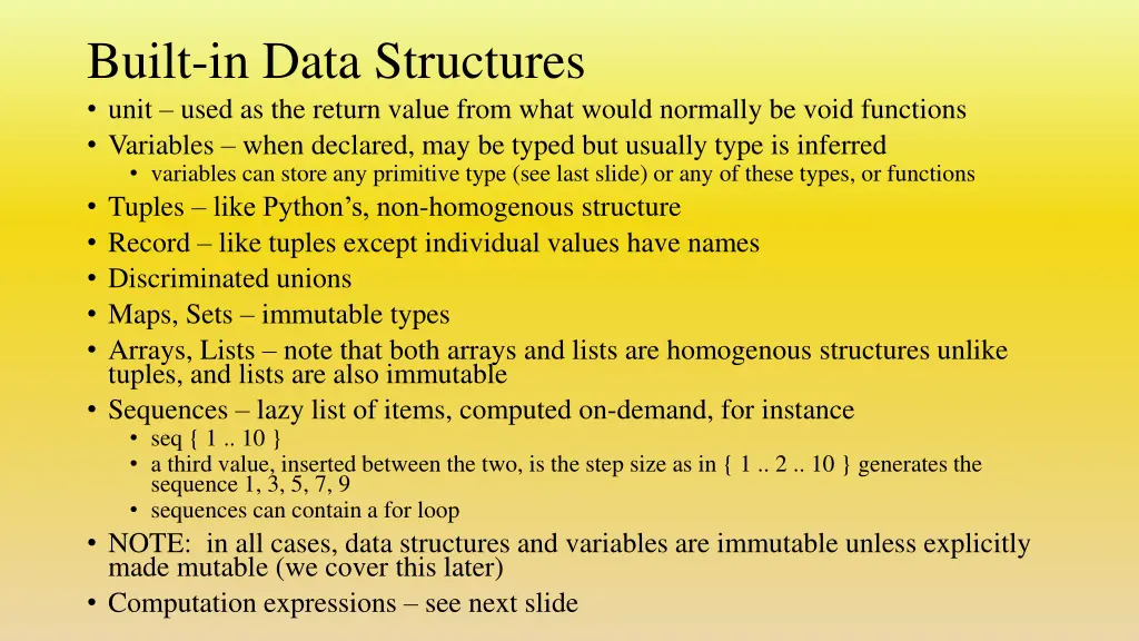 built in data structures unit used as the return