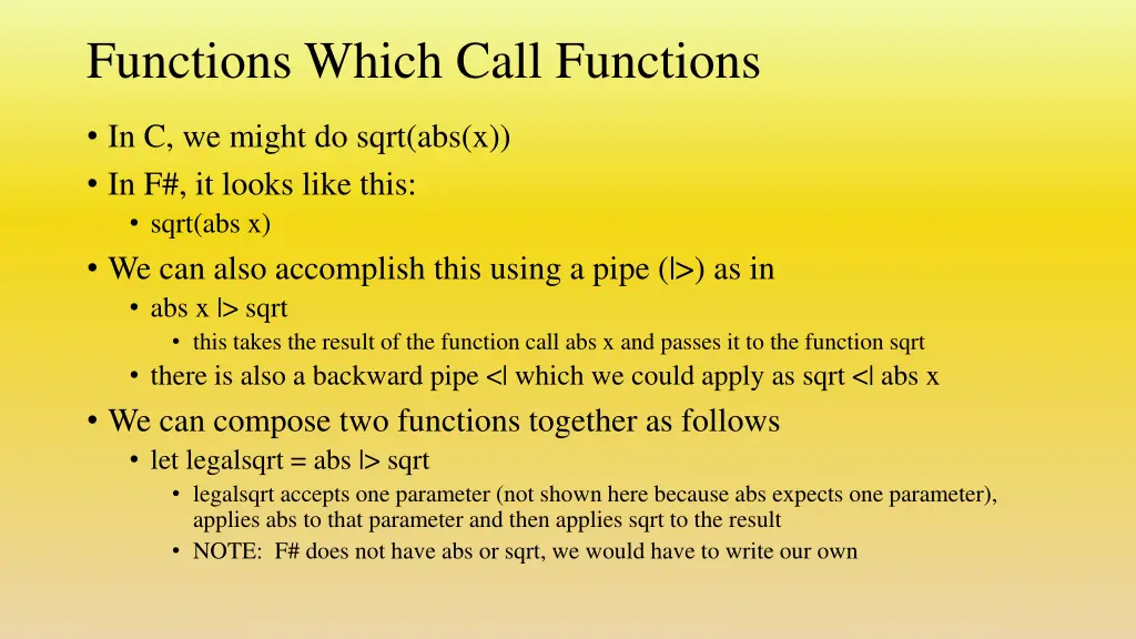 functions which call functions