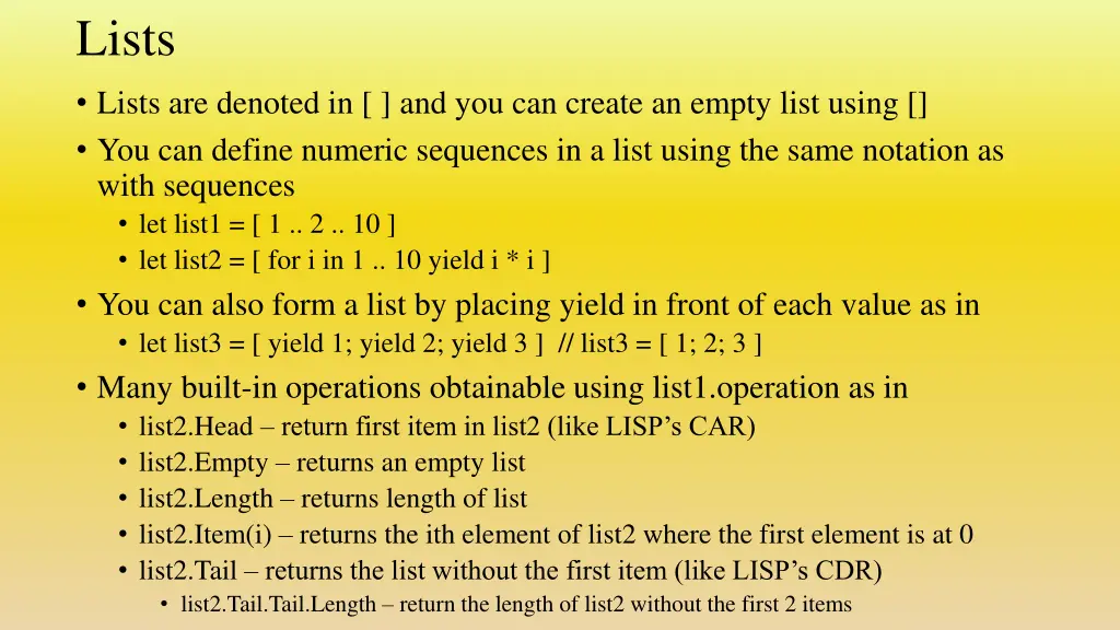 lists