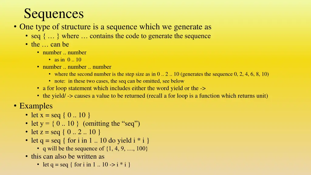 sequences one type of structure is a sequence