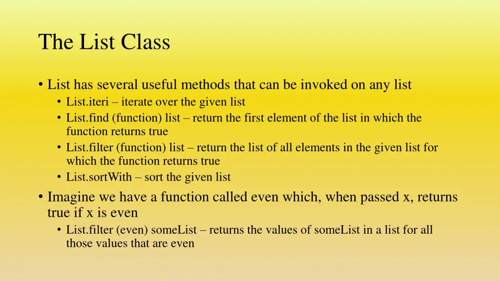 the list class
