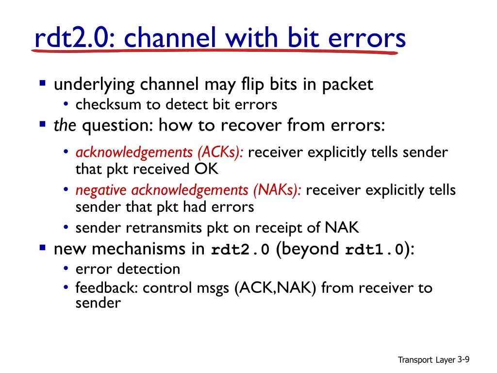 rdt2 0 channel with bit errors 1
