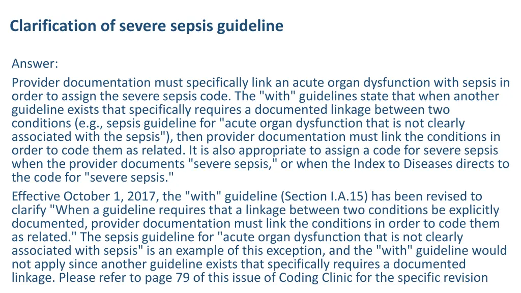 clarification of severe sepsis guideline 1