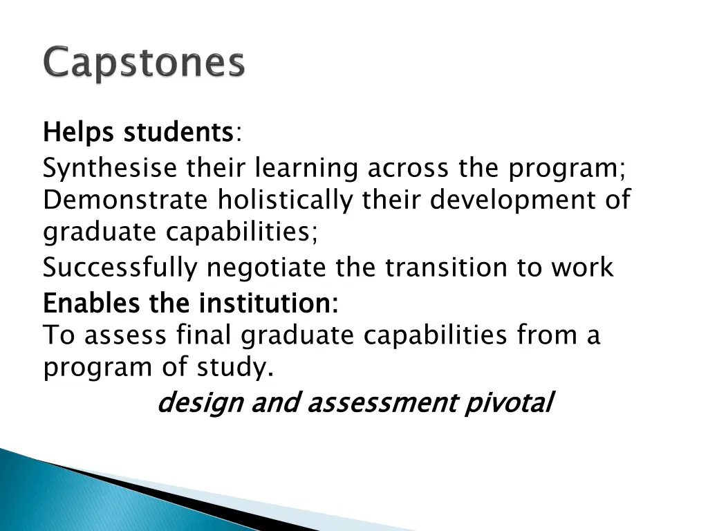 h helps students synthesise their learning across