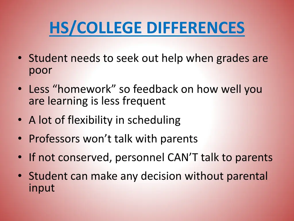 hs college differences 1