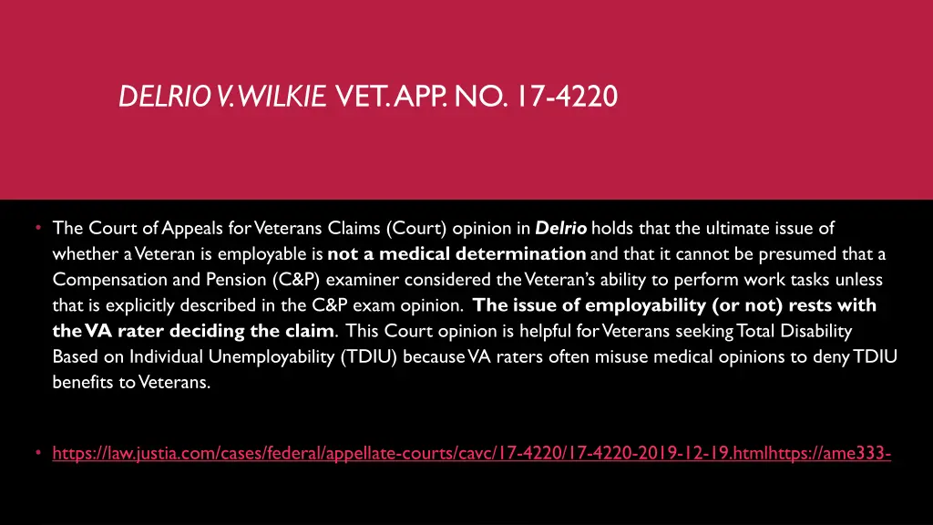 delrio v wilkie vet app no 17 4220