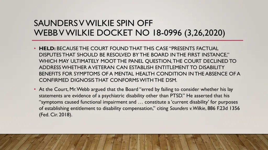 saunders v wilkie spin off webb v wilkie docket