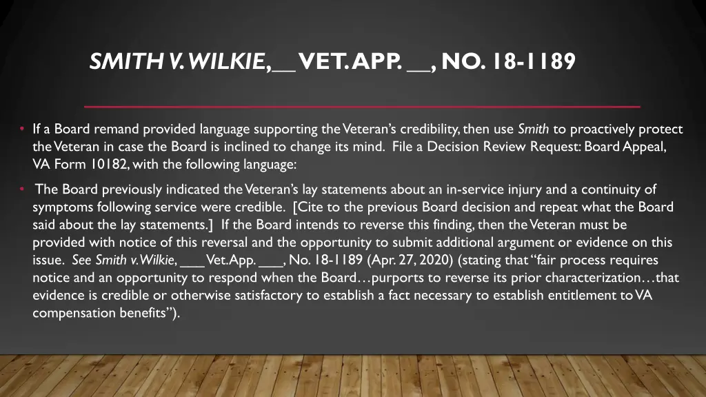 smith v wilkie vet app no 18 1189 1
