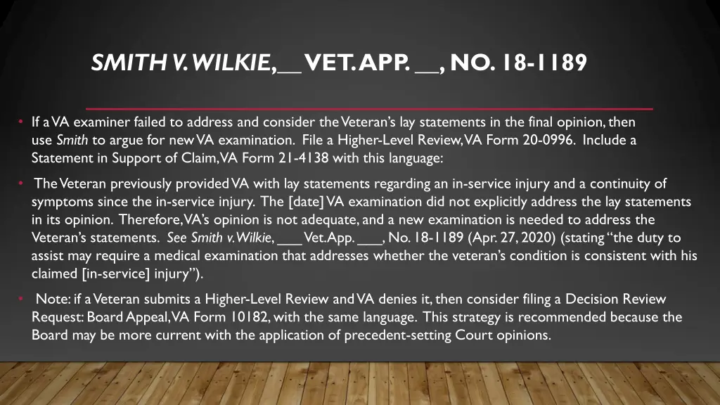 smith v wilkie vet app no 18 1189 2