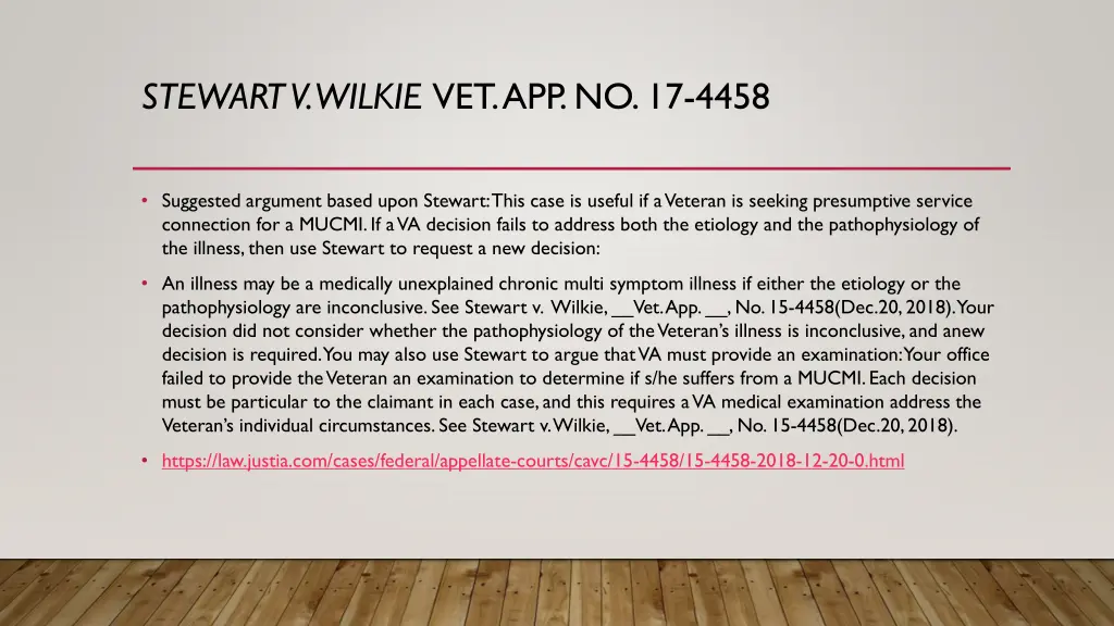 stewart v wilkie vet app no 17 4458 1
