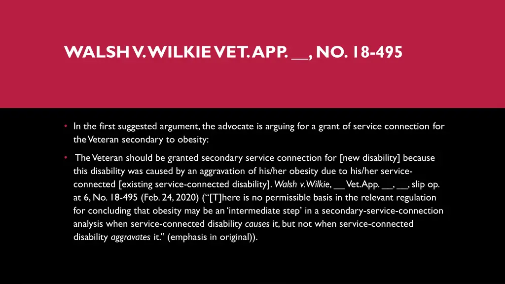 walsh v wilkievet app no 18 495 2