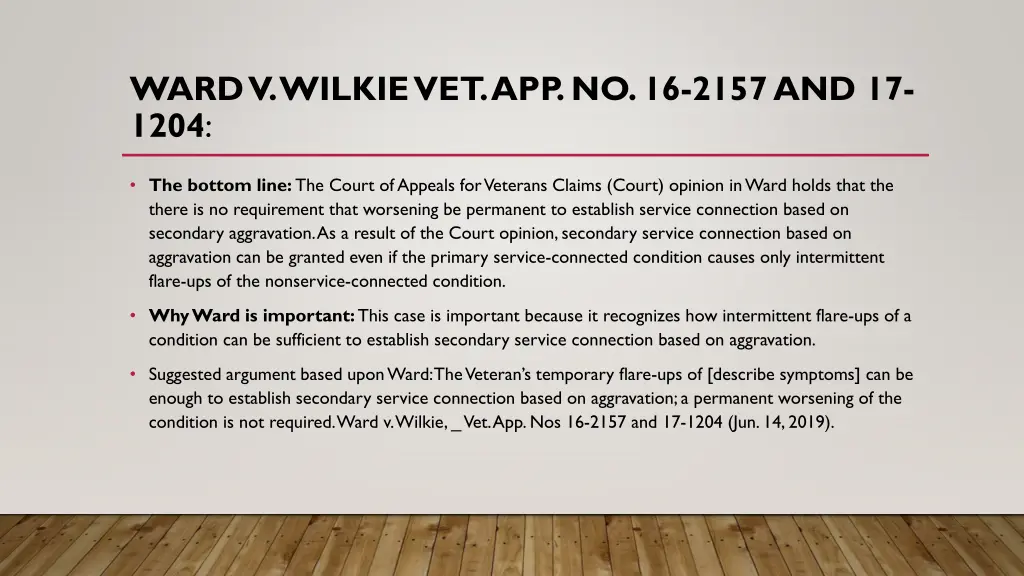 ward v wilkievet app no 16 2157 and 17 1204