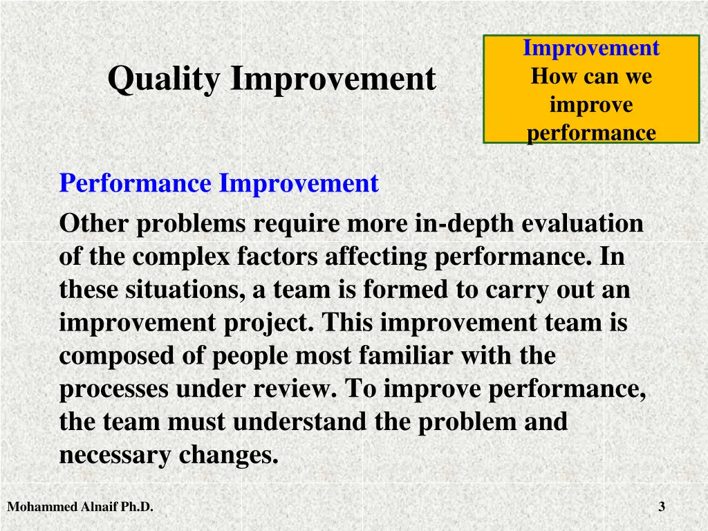 improvement how can we improve performance 1