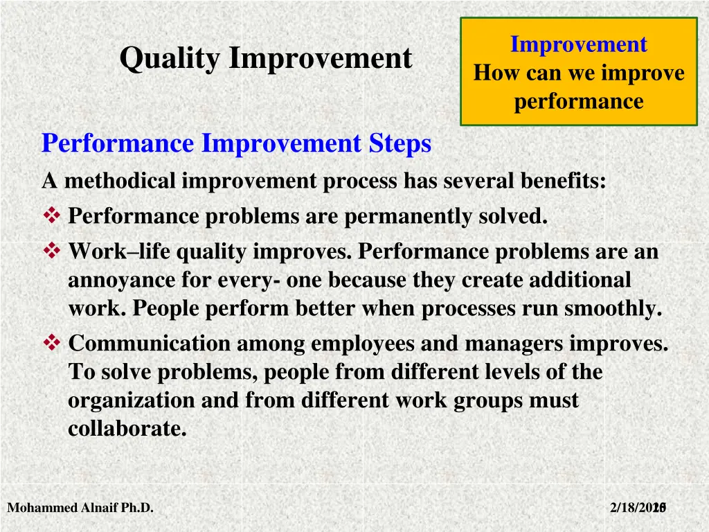 improvement how can we improve performance 7
