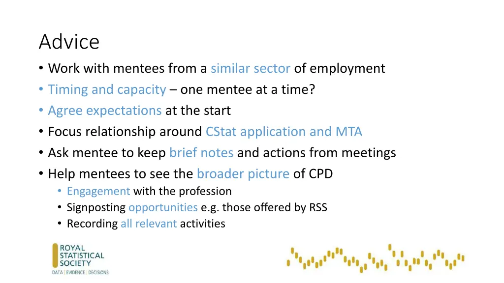 advice work with mentees from a similar sector