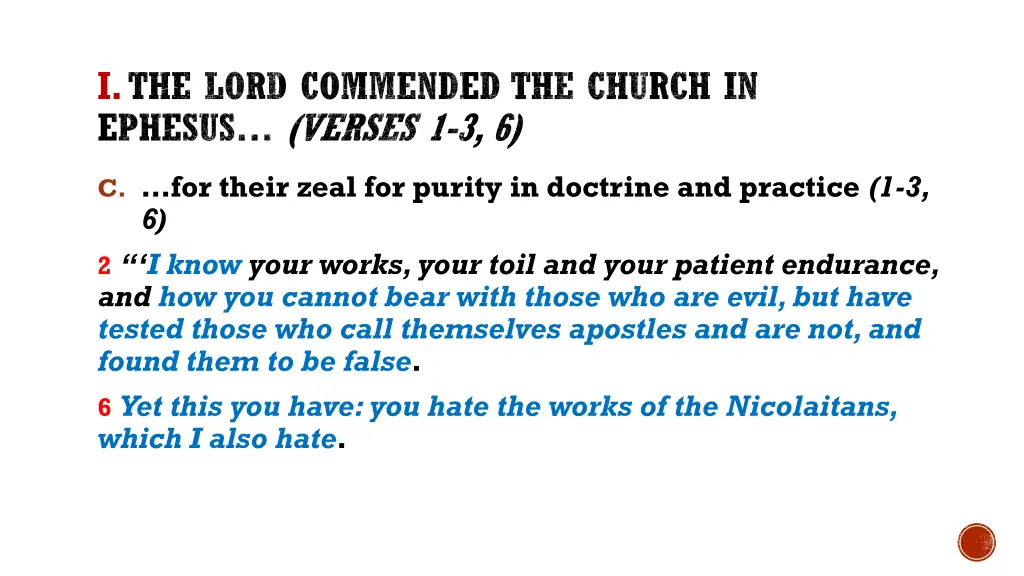 i the lord commended the church in ephesus verses 4