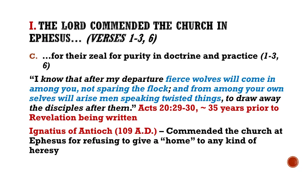 i the lord commended the church in ephesus verses 5