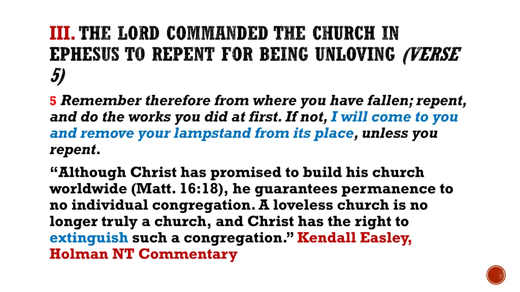 iii the lord commanded the church in ephesus 1