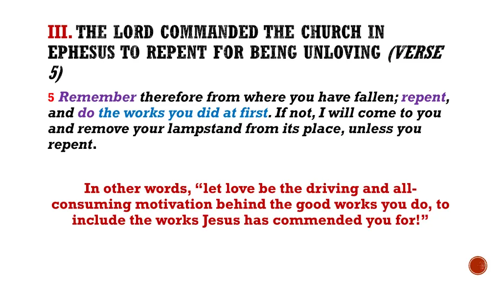 iii the lord commanded the church in ephesus