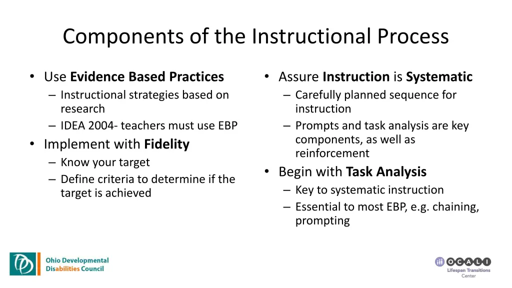components of the instructional process