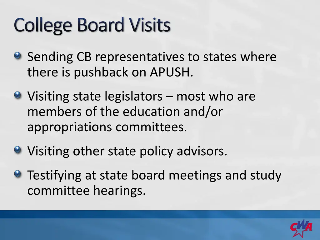 college board visits