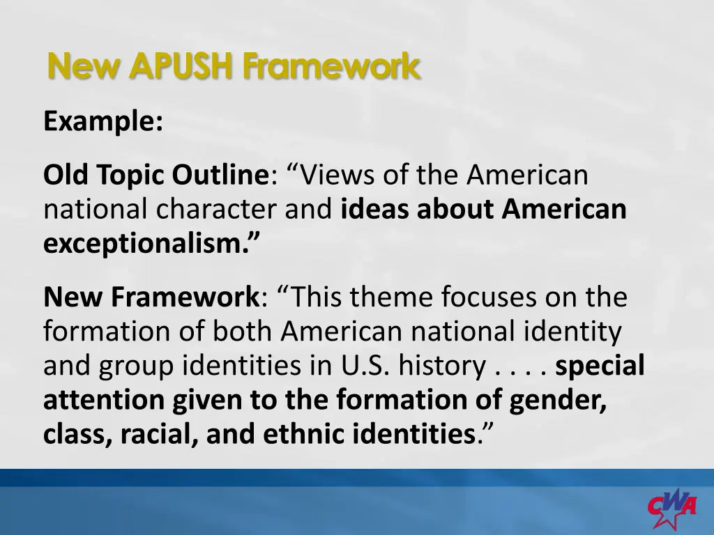 new apush framework 2
