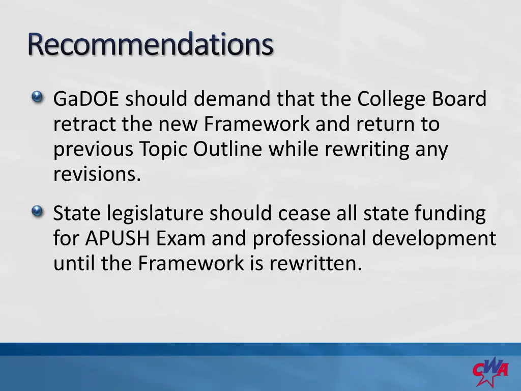 recommendations