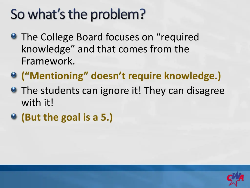 so what s the problem