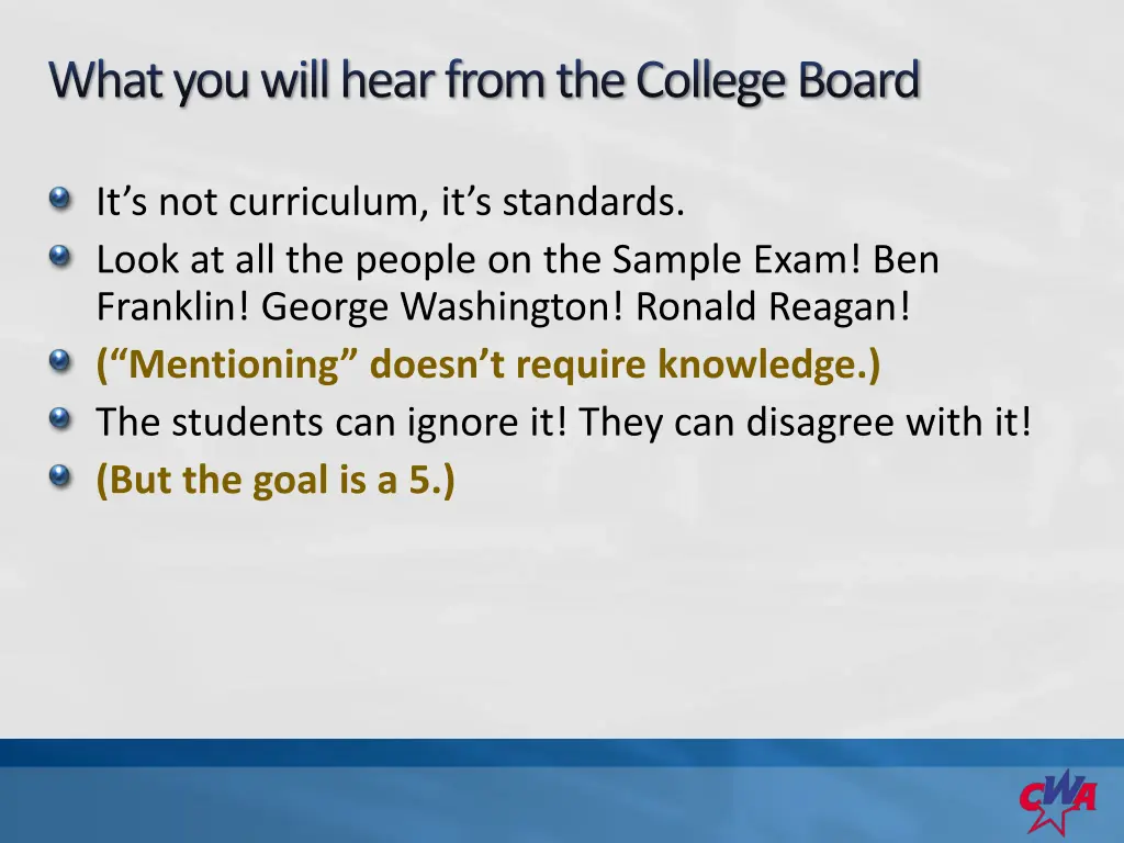 what you will hear from the college board