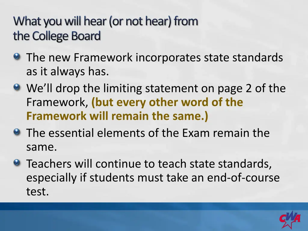 what you will hear or not hear from the college
