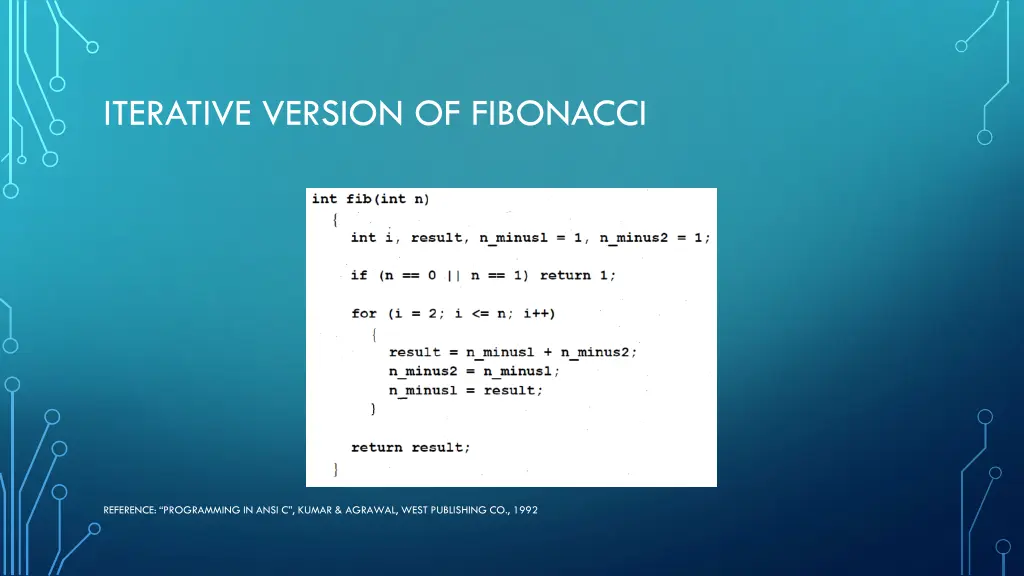 iterative version of fibonacci