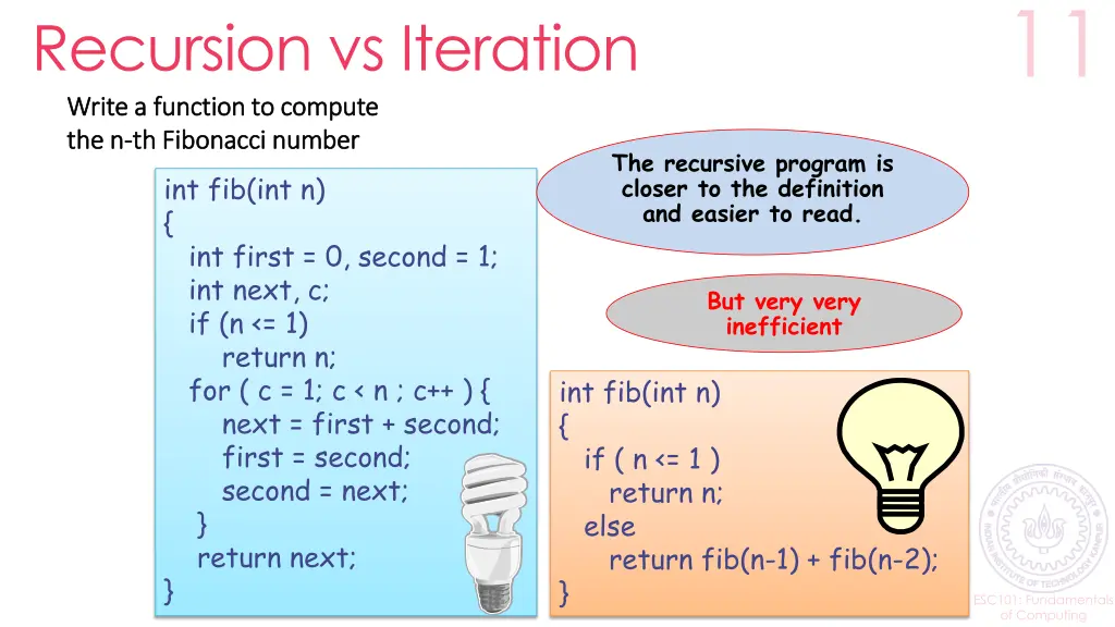 recursion vs iteration write a function