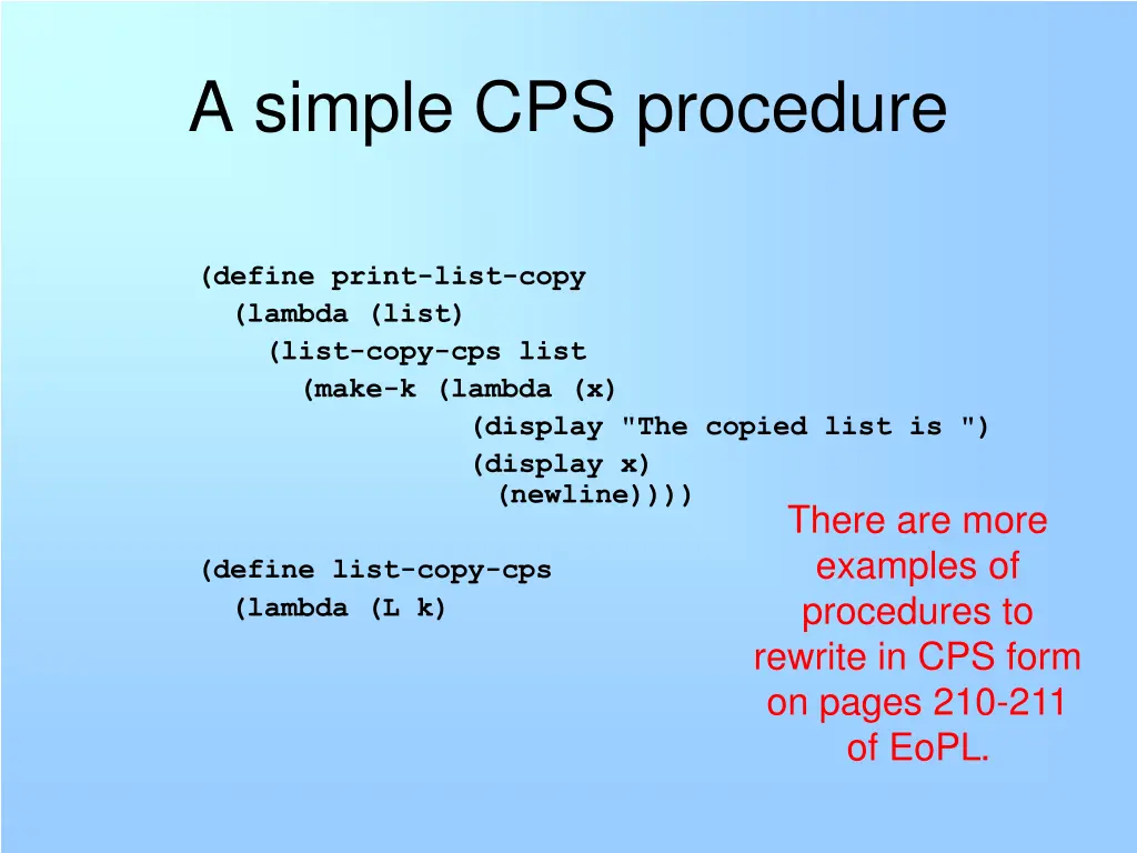 a simple cps procedure