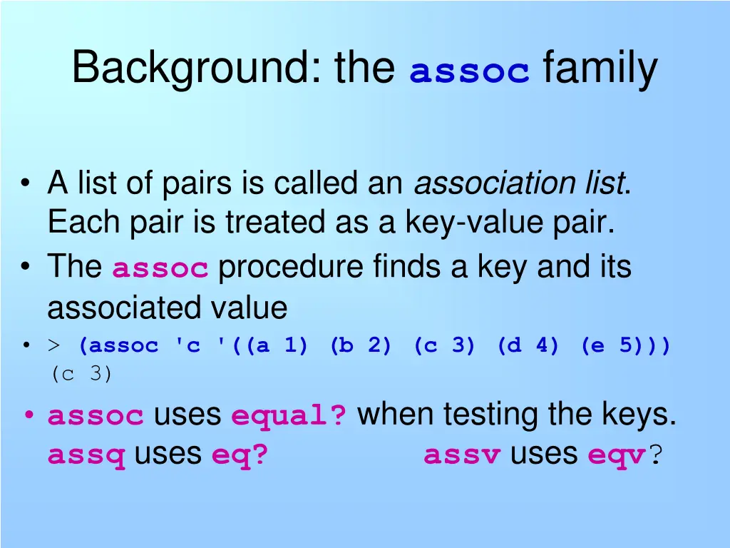 background the assoc family