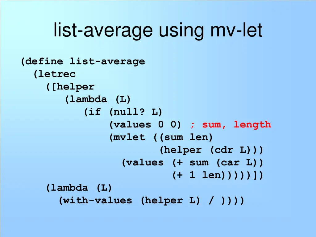 list average using mv let