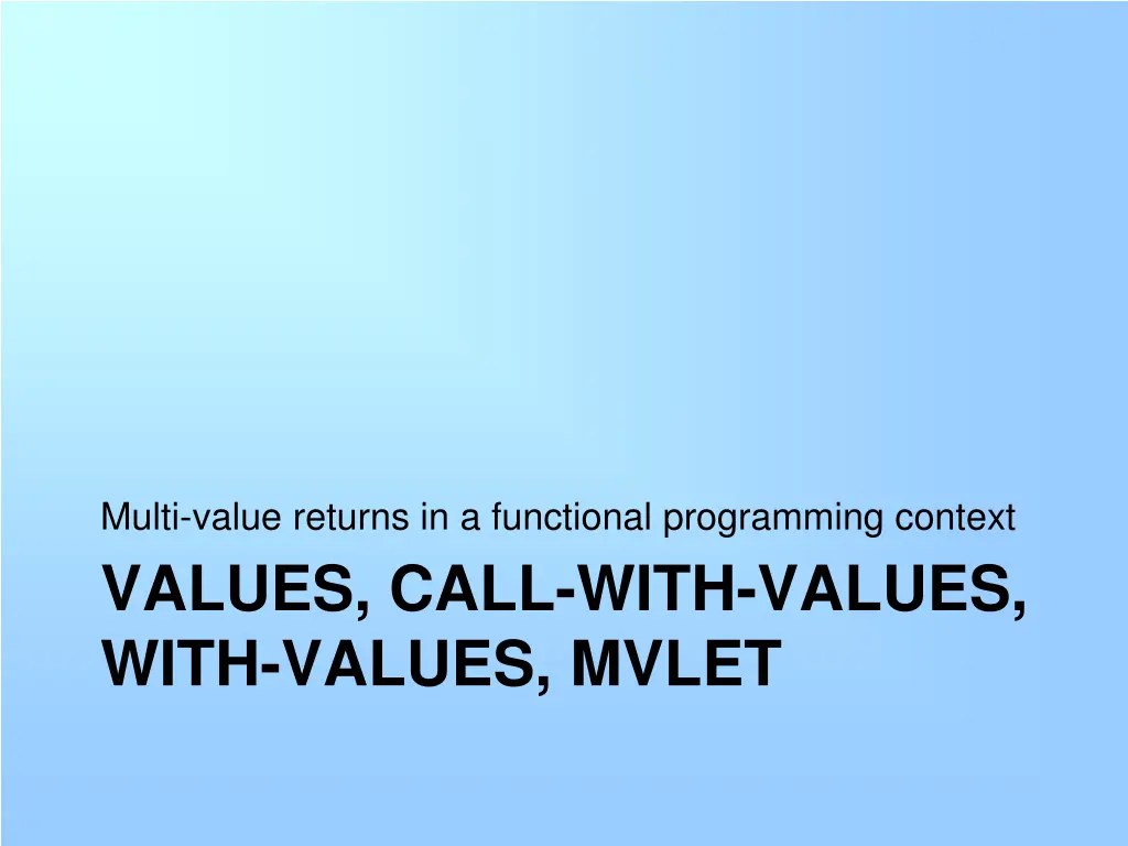 multi value returns in a functional programming