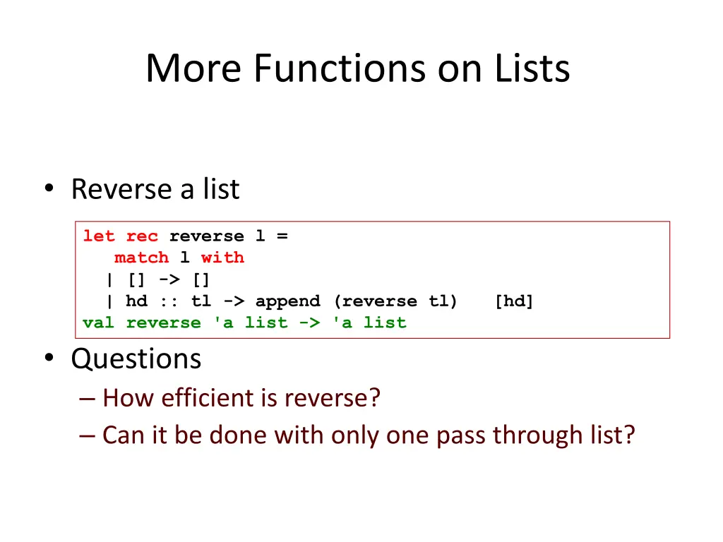 more functions on lists 1