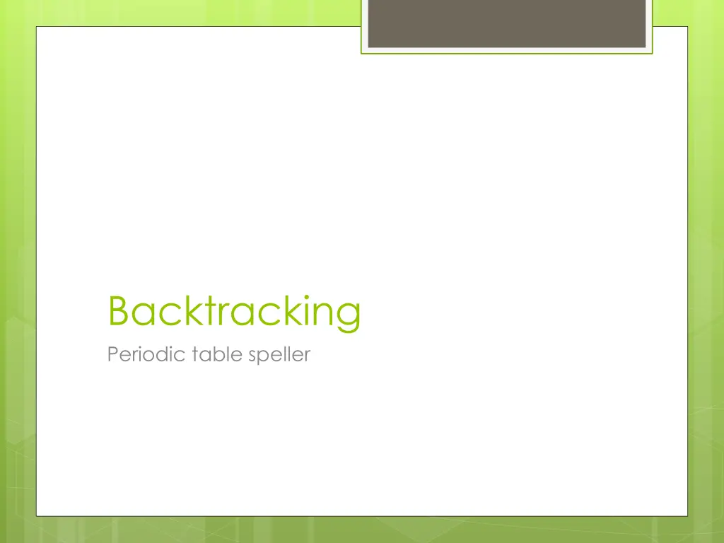 backtracking periodic table speller