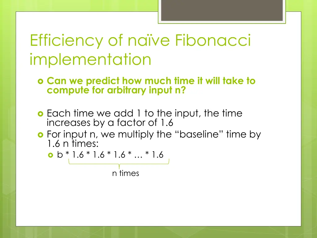 efficiency of na ve fibonacci implementation 2