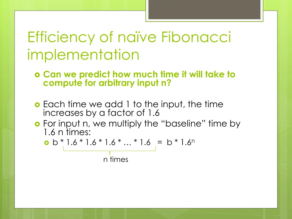efficiency of na ve fibonacci implementation 3