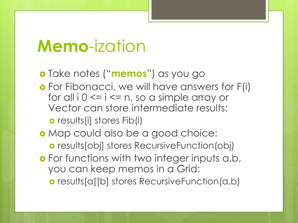 memo ization