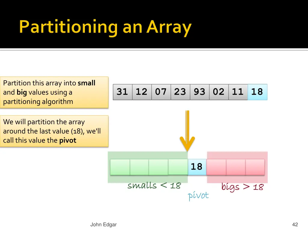 partition this array into small and big values 1