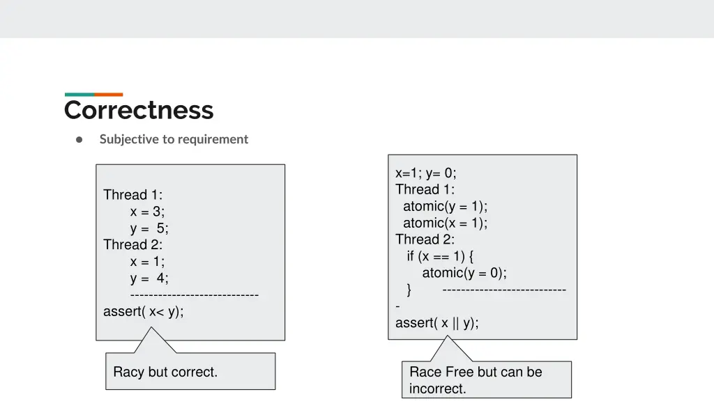 correctness subjective to requirement